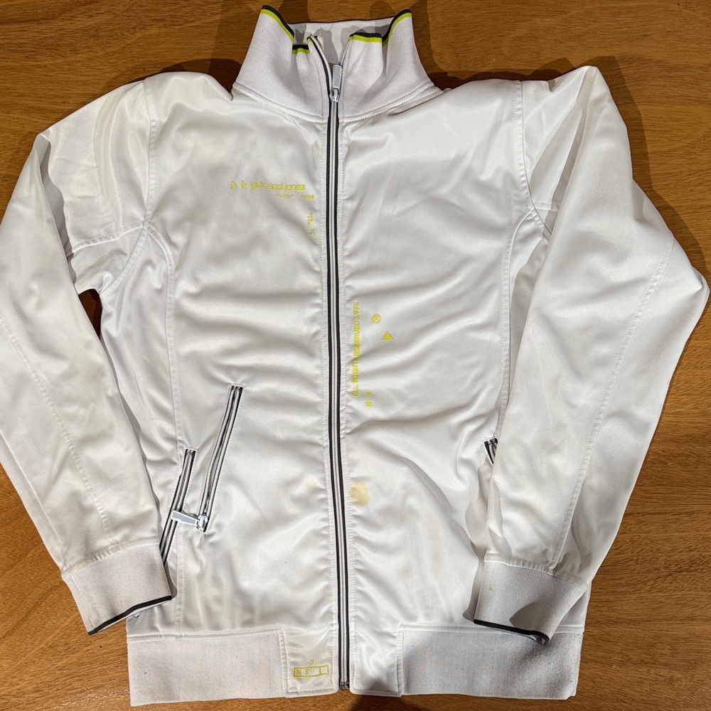 Jack and Jones White Jacket with Black and Yellow Accents